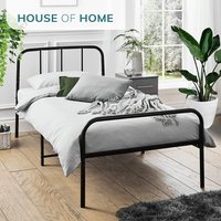 Extra Strong Single Metal Bed Frame with Rounded Headboard - Black