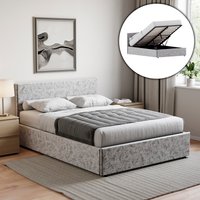 Veronica Fabric Ottoman Bed - Silver Velvet / Double