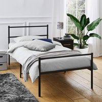 Single Extra Strong Metal Bed Frame In Silver - Black