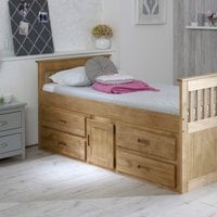Captains Pine Wooden Storage Bed Frame - Waxed
