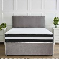 Divan Reinforced Bed Base Set with 20" Headboard - Grey / 90cm / Single / No Drawers