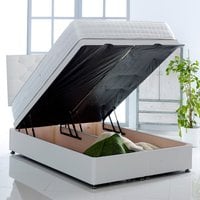 Ottoman Bed with Buttoned Headboard - Silver / Superking
