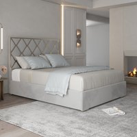 Tammy Upholstered Soft Velvet Metal Bed Frame - Grey / King