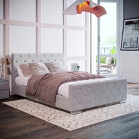 Arabella Fabric Bed - Light Grey Velvet / Double