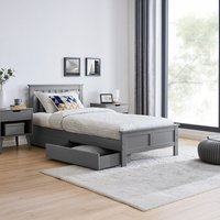 Azure Modern Solid Pine Grey Bed - Grey / Single / Bed Frame and 2 Drawers