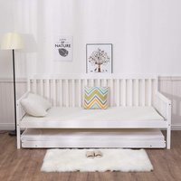 3ft Single Wood Daybed With Trundle and 2 Mattresses - White