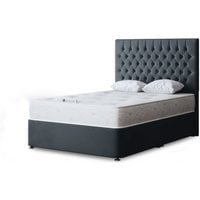 Seraphine Chesterfield Divan Bed with Headboard - Steel / Small Single
