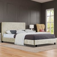 Cream Crushed Velvet Bed Frame  - Cream / King