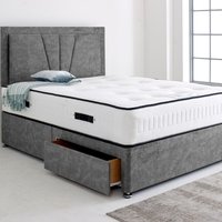 Divan Bed Base with 24" Valencia Headboard - Charcoal Grey  / 193cm / Single / 18kg / 2x Drawers Same Side