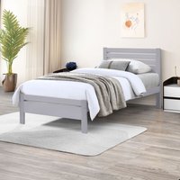 Dylan Solid Rubber Wood Single Bed Frame - Light Grey