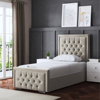 Allegra Upholstered Bed with Headboard  BEIGE  King | Bed Sava