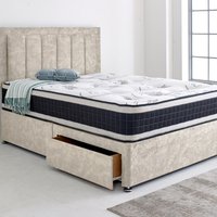 Barcelona Divan Base with Headboard - Cream / Double / 2x Drawers Same Side