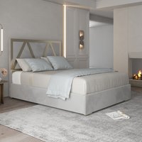 Alison Upholstered Soft Velvet Metal Bed Frame - Grey / Superking
