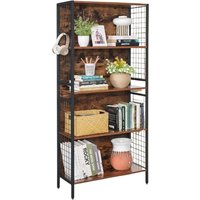 4 Tier Industrial Storage Shelf Living Room Bedroom Furniture - Rustic Brown