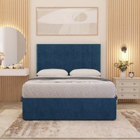 Austin Plush Velvet Orthopaedic Divan Bed Set Hybrid Mattress and Headboard - Navy / Small Single