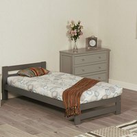 Solid Pine Wood Xiamen Bed Frame - grey / Single
