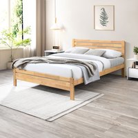 Dylan Solid Rubber Wood Double Bed Frame - Natural Oak