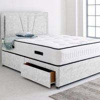 Divan Bed Base with 24" Valencia Headboard - White / 193cm / Small Double / 26kg / 2x Drawers Same Side