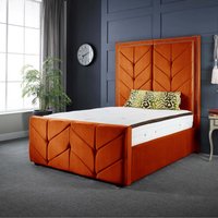 Milly Chevron Upholstered Soft Touch Bed Frame - Burnt Orange / King