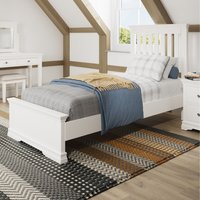 Swanley Wooden Bed Frame Slatted Headboard Solid Sprung Slats - White / Single