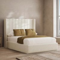 Sapphire Divan Bed with 54" Floor Standing Lined Headboard - Cream / Small Double / 2x Drawers Foot End