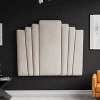 Lalique Art Deco Wall Mount Headboard Plush Velvet Ivory - IVORY / 153cm / Small Double