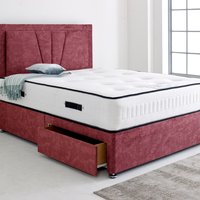 Divan Bed with 24" Vienna Headboard - Burgundy  / Small Single / No Drawers