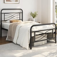 Metal Bed Frame with Criss-Cross Design Headboard - Black / Single