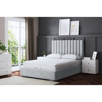 Evangeline Panel Ottoman Bed with Headboard - Silver / Double