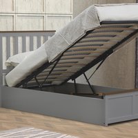 Wooden Ottoman Gas Lift Storage Bed - Grey / Single