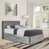 Crush Velvet Storage Ottoman Bed Frame - Silver / Single