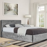 Crush Velvet Storage Ottoman Bed Frame - Silver / King
