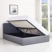 Ottoman Storage Leather Side Lift Bed - Grey / Small Double