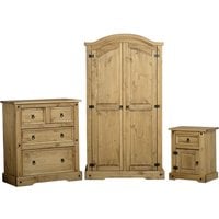 Corona Bedroom Set  Distressed Waxed Pine | Bed Sava
