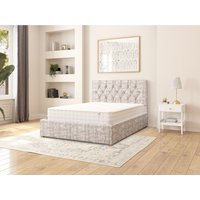 Olivier Distressed Velvet Fabric Ottoman Storage Bed - Platinum / Double