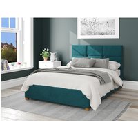 Caine Plush Velvet Ottoman Storage Bed - Emerald / Double