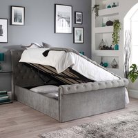 Aspire Chesterfield Ottoman Bed Grey - Light Grey Brushed Velvet Fabric / Small Double