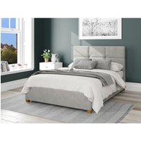 Caine Plush Velvet Ottoman Storage Bed - Light Silver / Superking