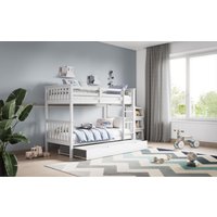 Wooden Zoom Bunk Bed With Trundle White - White