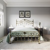 Edith Brass Metal Bed Frame - Brass / Double