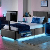 XR Living Ava Upholstered TV Bed with LED Lighting - Grey / Single