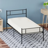HOMCOM Single Metal Bed Frame with Headboard and Footboard - Black