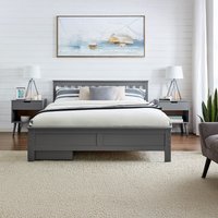 Azure Modern Solid Pine Grey Bed - Grey / King / Bed Frame, Mattress and 4 Drawers