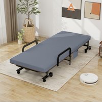 Folding Guest Bed with Mattress - Grey