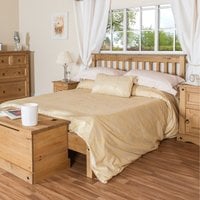 Corona Low End Double Bed Frame  Antique waxed pine | Bed Sava
