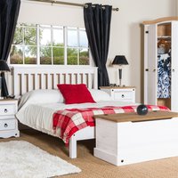 Corona Low End Double Bed Frame  White washed wax | Bed Sava