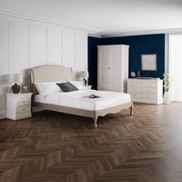 Camille Fabric And Wood Bed Kingsize - Oatmeal/Limed Oak