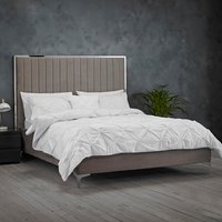 Berkeley Velvet Upholstered Fabric Bed Frame - Mink Grey - Mink Grey / Double