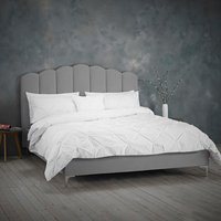 Willow Velvet Upholstered Fabric Bed Frame - Soft Silver / Double