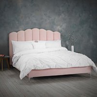 Willow Velvet Upholstered Fabric Bed Frame - Shell Pink / King